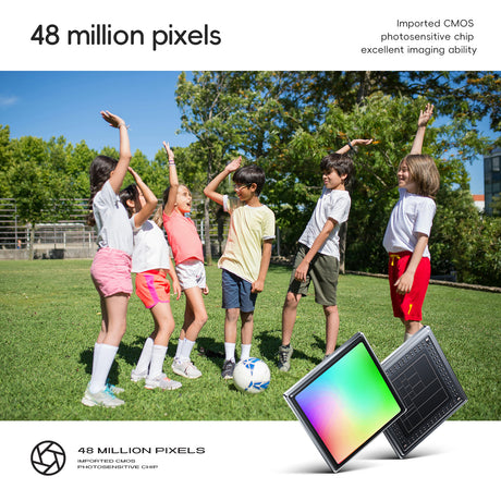 48MP Digital Camera with 16x Zoom & AF Autofocus - Full HD Vlogging Camera for Beginners & Kids(White)