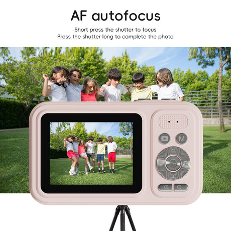 48MP Digital Camera with 16x Zoom & AF Autofocus - Full HD Vlogging Camera for Beginners & Kids(Pink)