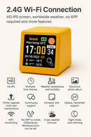 2pc Mini Smart Wi-Fi Weather Station Clock - Desktop Digital Clock with HD IPS Screen, Customizable GIF Display & 3-Day Forecast(Black)