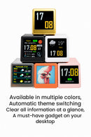 2pc Mini Smart Wi-Fi Weather Station Clock - Desktop Digital Clock with HD IPS Screen, Customizable GIF Display & 3-Day Forecast(Yellow)