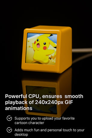 2pc Mini Smart Wi-Fi Weather Station Clock - Desktop Digital Clock with HD IPS Screen, Customizable GIF Display & 3-Day Forecast(Gold)