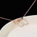 2pc Elegant Interlocking Rings Pendant Necklace with Zirconia Accents - Copper Base, Minimalist Jewelry(Rose gold)