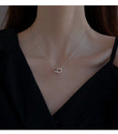2pc Elegant Interlocking Rings Pendant Necklace with Zirconia Accents - Copper Base, Minimalist Jewelry(Rose gold)