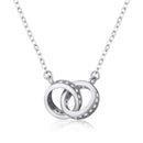 2pc Elegant Interlocking Rings Pendant Necklace with Zirconia Accents - Copper Base, Minimalist Jewelry(platinum)