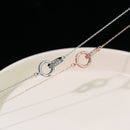 2pc Elegant Interlocking Rings Pendant Necklace with Zirconia Accents - Copper Base, Minimalist Jewelry(platinum)