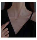 2pc Elegant Interlocking Rings Pendant Necklace with Zirconia Accents - Copper Base, Minimalist Jewelry(platinum)