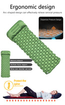 2pc Ultralight Inflatable Camping Sleeping Mat with Integrated Pillow - Waterproof 40D Nylon TPU(Army Green)