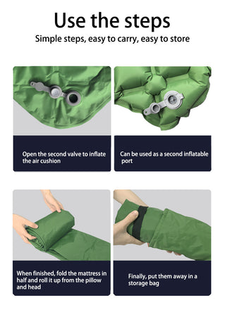 2pc Ultralight Inflatable Camping Sleeping Mat with Integrated Pillow - Waterproof 40D Nylon TPU(Camouflage)