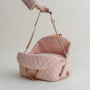 Luxury Quilted 2-in-1 Pet Travel Carrier & Car Booster Seat for Small Dogs(Black)