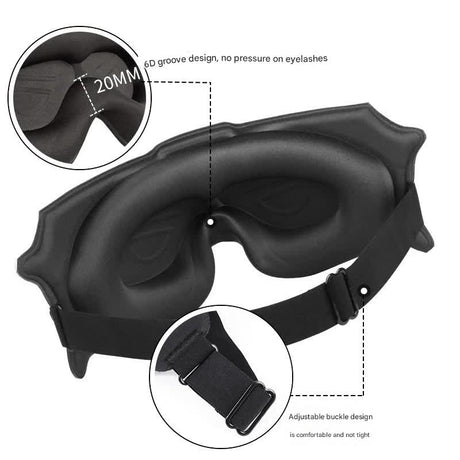 3pc 6D Contoured Zero-Pressure Sleep Mask - 360 Light Blocking Eye Mask with Adjustable Strap(black)