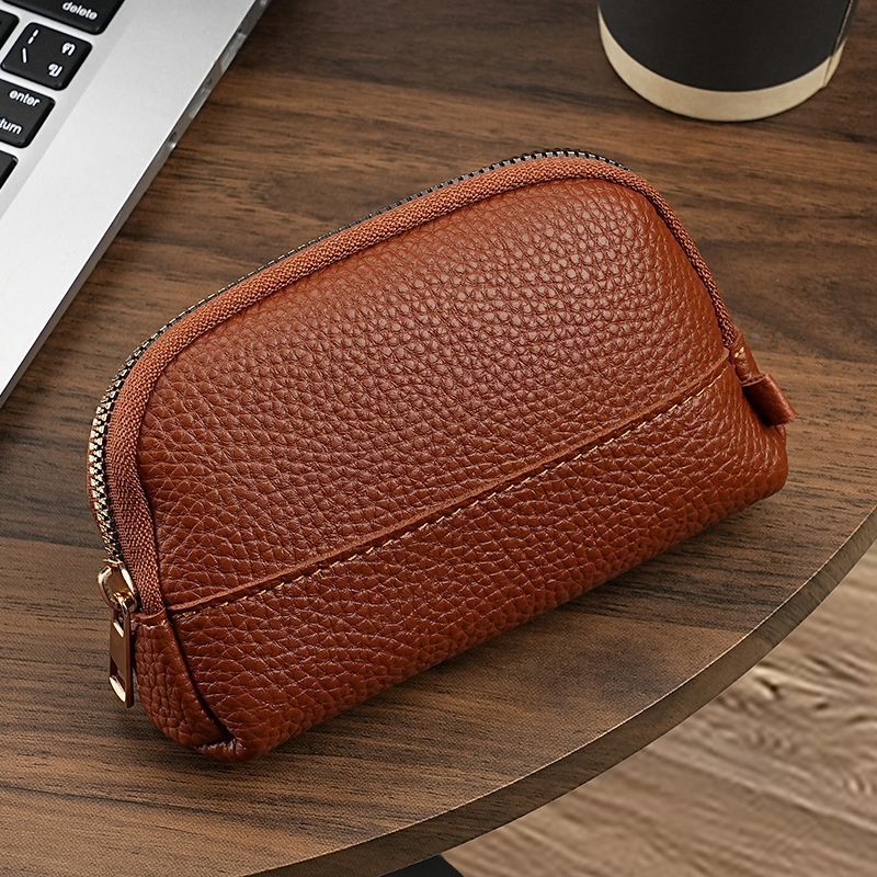 3 Pcs Brown Elegant Faux Leather Coin Purse - Mini Zipper Pouch & Compact Card Holder Wallet
