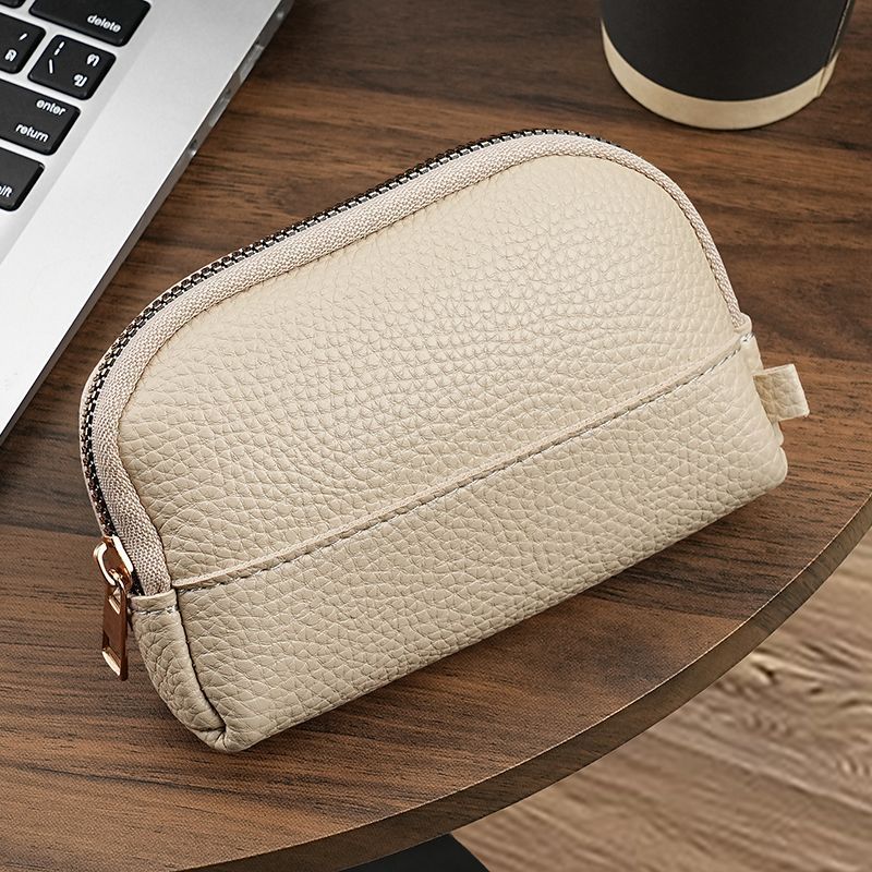 3 Pcs Beige Elegant Faux Leather Coin Purse - Mini Zipper Pouch & Compact Card Holder Wallet