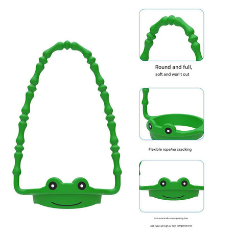 2 Pcs Green Frog Adorable Animal Silicone Cup Carrier - Portable Reusable Handle for Water Cup(cup not included)