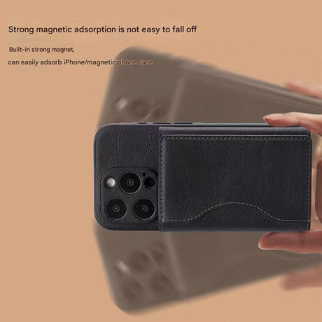 Black 3-in-1 Magnetic Wallet for MagSafe - Slim PU Leather Card Holder with Kickstand