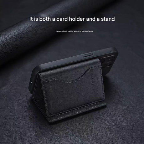 Black 3-in-1 Magnetic Wallet for MagSafe - Slim PU Leather Card Holder with Kickstand