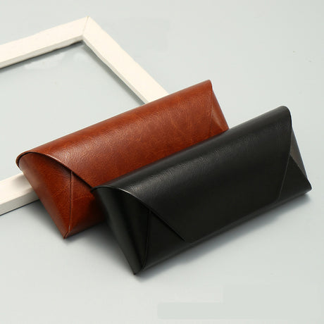 2 Pcs Black Vintage Style PU Leather Eyewear Case - Protective Hard Shell with Soft Lining