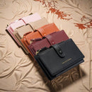 Black Compact Bifold Wallet for Women - High Capacity PU Leather Purse with Zipper Coin Pocket