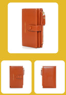 Black Compact Bifold Wallet for Women - High Capacity PU Leather Purse with Zipper Coin Pocket