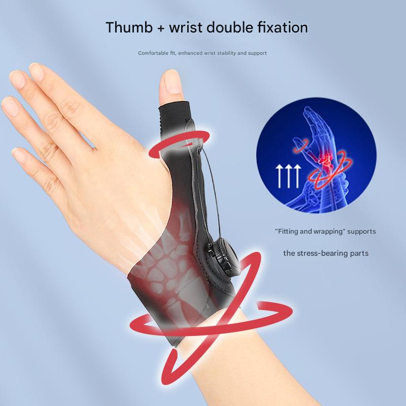 Black Adjustable Thumb Brace with Dial System - Wrist & Thumb Stabilizer for Pain Relief