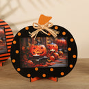 Black and Orange Polka Dot Pattern Festive Pumpkin Photo Frame - Rustic Halloween Tabletop Picture Holder