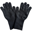 Black Flame Pattern Extreme Heat Resistant BBQ Gloves - 500°C Flame Design Oven Gloves with Non-Slip Silicone Grip