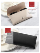 Beige Sleek PU Leather Eyeglass Pouch Set (3-Pack) - Slim Protective Case for Sunglasses