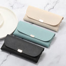 Beige Sleek PU Leather Eyeglass Pouch Set (3-Pack) - Slim Protective Case for Sunglasses