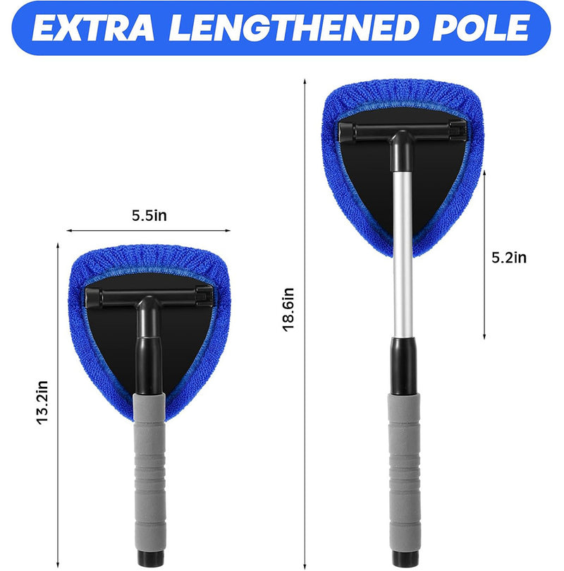 Black Car Windshield Cleaner Tool, Inside with 4 Reusable and Washable Microfiber Pads and Extendable Handle, Moisture Removal Tool