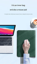 3-in-1 PU Leather Laptop Sleeve with Stand & Mouse Pad + Accessory Pouch(black)