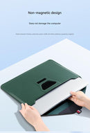 3-in-1 PU Leather Laptop Sleeve with Stand & Mouse Pad + Accessory Pouch(Dark Blue)