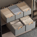 2pc Foldable Fabric Storage Bin with Steel Frame & Handles - 26L Stackable Closet Organizer(Khaki)