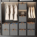 2pc Foldable Fabric Storage Bin with Steel Frame & Handles - 26L Stackable Closet Organizer(Khaki)