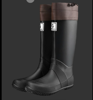 42# Black Foldable Knee-High Rain Boots - Packable Waterproof Non-Slip Wellies for Travel & Festivals