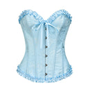 2XL Blue Women's Floral Lace Overbust Corset - Waist Cincher Bustier Top for Shapewear & Costume