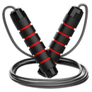 5 PCS Black-red Adjustable Steel Wire Speed Jump Rope Set - Professional Fitness Rope with Ball Bearings for Cardio, Boxing & Workout