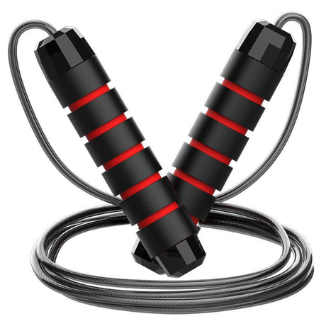 5 PCS Black-red Adjustable Steel Wire Speed Jump Rope Set - Professional Fitness Rope with Ball Bearings for Cardio, Boxing & Workout