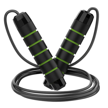 5 PCS Black-green Adjustable Steel Wire Speed Jump Rope Set - Professional Fitness Rope with Ball Bearings for Cardio, Boxing & Workout