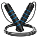 5 PCS Black-blue Adjustable Steel Wire Speed Jump Rope Set - Professional Fitness Rope with Ball Bearings for Cardio, Boxing & Workout