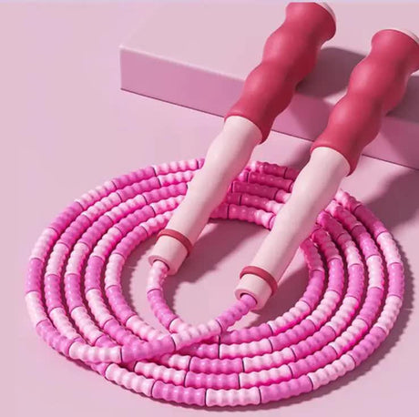 10 Pcs Pink Soft Beaded Jump Ropes, Tangle-Free Beaded Jump Rope - Adjustable Segmented Skipping Rope for Kids & Adults Fitness