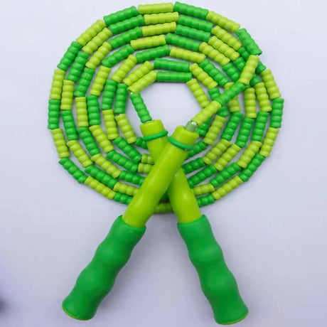 10 Pcs Green Soft Beaded Jump Ropes, Tangle-Free Beaded Jump Rope - Adjustable Segmented Skipping Rope for Kids & Adults Fitness