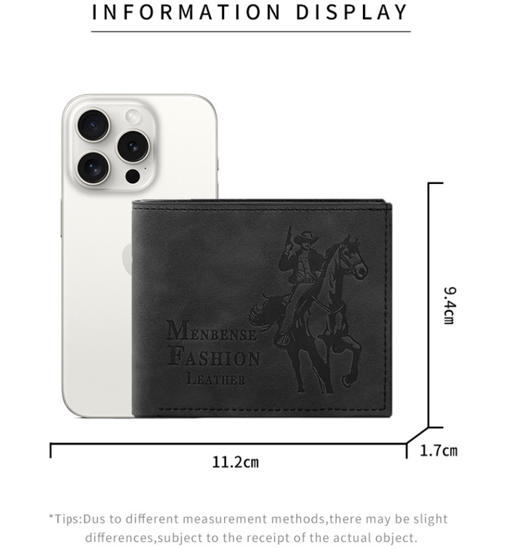 3-PCS Dark Brown Menbense Fashion Leather Wallet Set - Vintage Hunter Design Bi-Fold Wallet with Card Slots