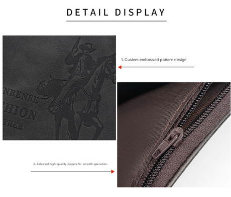 3-PCS Dark Brown Menbense Fashion Leather Wallet Set - Vintage Hunter Design Bi-Fold Wallet with Card Slots