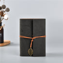 2PCS Black Vintage A5 PU Leather Journal with Leaf Charm - Ring Bound Refillable Notebook Set