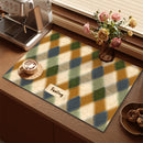 2-Piece Colourful Diamond Pattern Dopamine Drain Mat Set - 30x40cm Coffee Machine Mat, Bar Mat, Heat Resistant Kitchen Countertop Absorbent Mat
