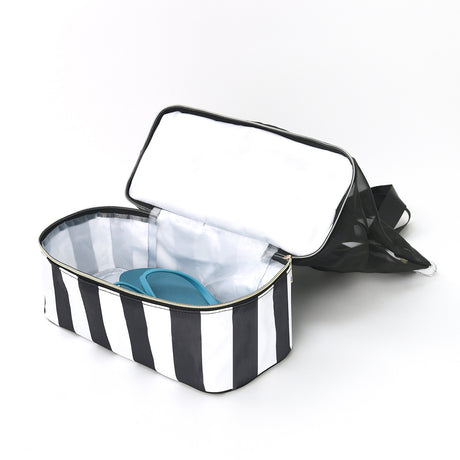 Black 2-in-1 Large Capacity Beach Bag - Portable Swim & Travel Tote with Insulated Cooler (45x17x40 cm)