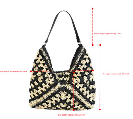 Beige Stylish Woven Shoulder Bag - Fashionable Versatile Handbag & Crossbody Straw Beach Tote (39x27x39 cm)