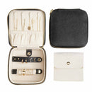 Black "Small But Mighty" Leather Jewelry Box - Portable Organizer for Earrings, Necklaces, Rings & More (4x4x2 inches)