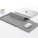 3-in-1 Detachable PU Leather Laptop Sleeve with Ergonomic Stand & Mouse Pad(grey  13/14 inch)