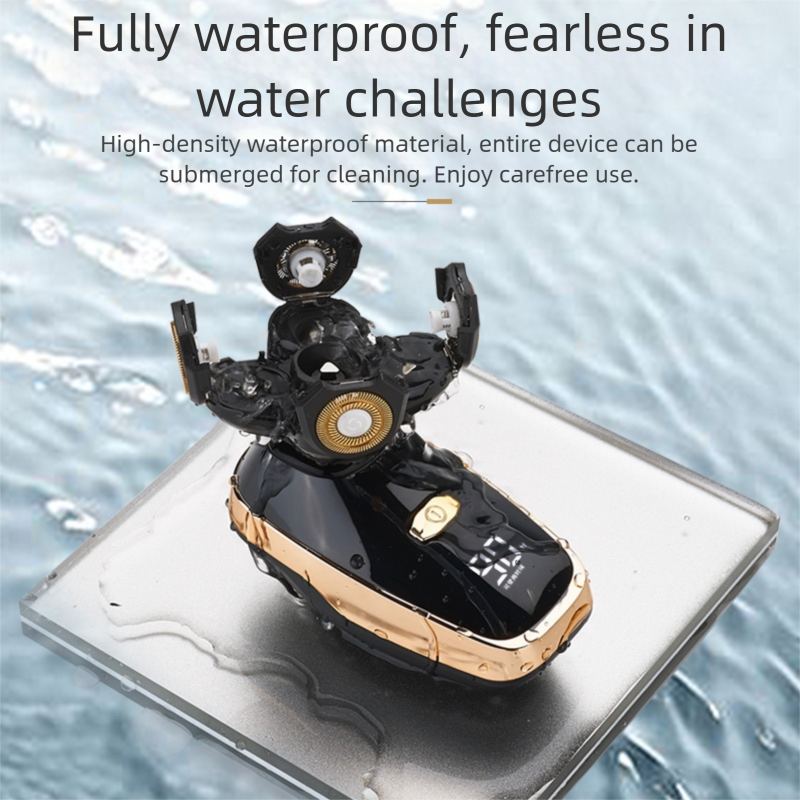 Black 5-Head Rotary Shaver - Waterproof & wireless