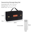 Black canvas spice storage box (9.1 x 4.7 x 2.8 inches) With 10 bottles